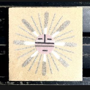 L. YAZZIE Rare Vintage Navajo Native American “Sun & Eagle” Sand Painting